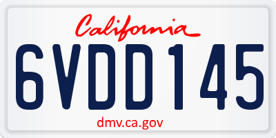 CA license plate 6VDD145