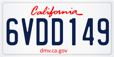 CA license plate 6VDD149