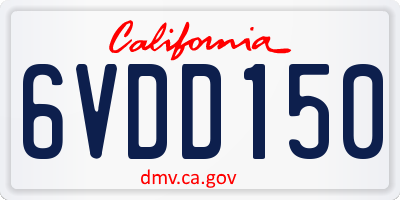 CA license plate 6VDD150