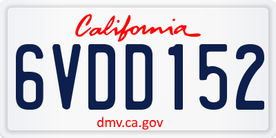 CA license plate 6VDD152