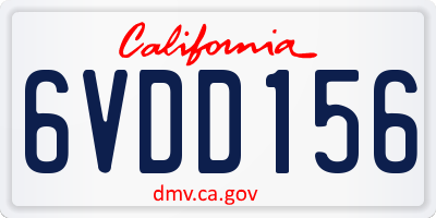 CA license plate 6VDD156