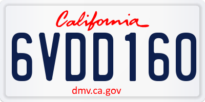 CA license plate 6VDD160