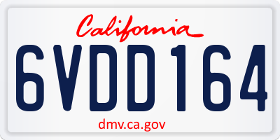 CA license plate 6VDD164