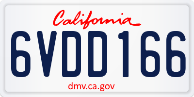 CA license plate 6VDD166