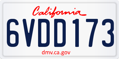 CA license plate 6VDD173