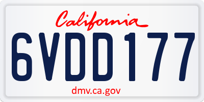 CA license plate 6VDD177