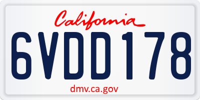 CA license plate 6VDD178