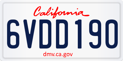CA license plate 6VDD190
