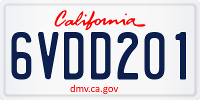 CA license plate 6VDD201