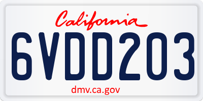 CA license plate 6VDD203