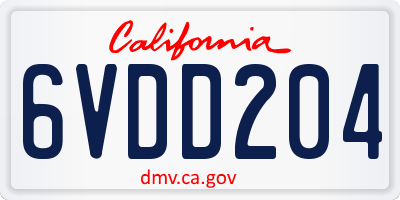 CA license plate 6VDD204