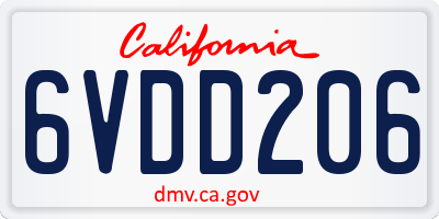 CA license plate 6VDD206