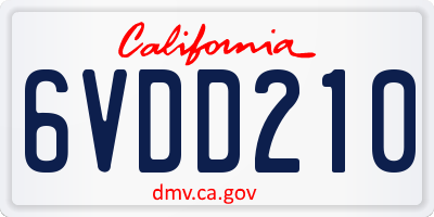 CA license plate 6VDD210