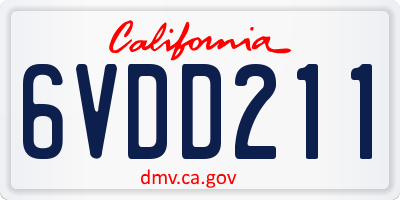 CA license plate 6VDD211
