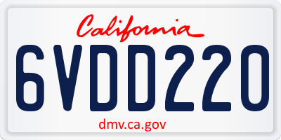 CA license plate 6VDD220