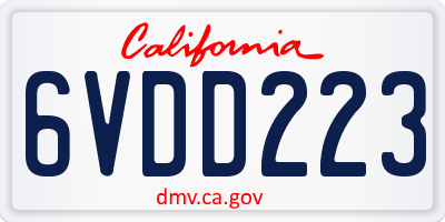 CA license plate 6VDD223