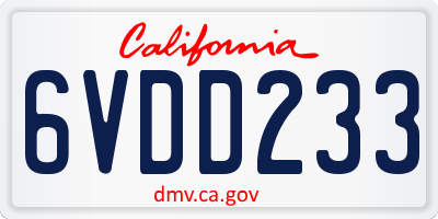 CA license plate 6VDD233