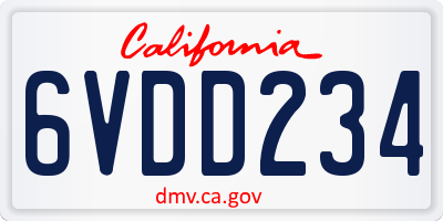 CA license plate 6VDD234