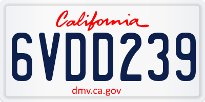 CA license plate 6VDD239