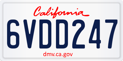 CA license plate 6VDD247