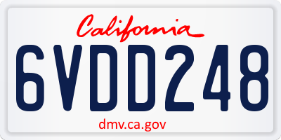 CA license plate 6VDD248