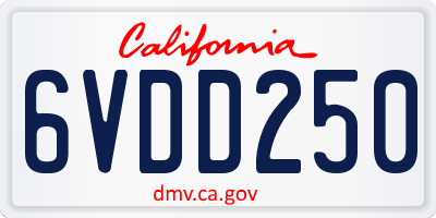 CA license plate 6VDD250