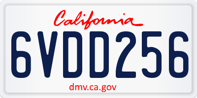 CA license plate 6VDD256