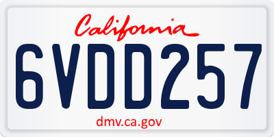 CA license plate 6VDD257