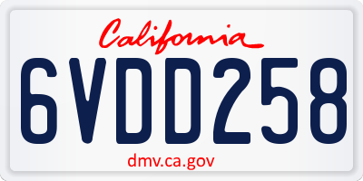 CA license plate 6VDD258