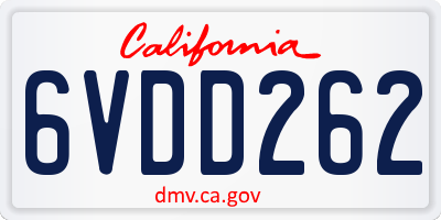 CA license plate 6VDD262