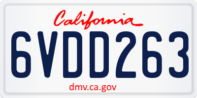 CA license plate 6VDD263