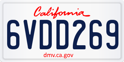 CA license plate 6VDD269