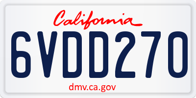 CA license plate 6VDD270