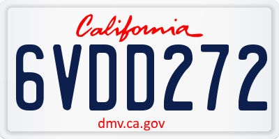 CA license plate 6VDD272