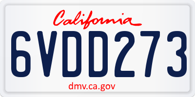 CA license plate 6VDD273