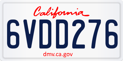 CA license plate 6VDD276