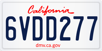 CA license plate 6VDD277