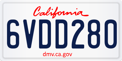 CA license plate 6VDD280