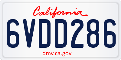 CA license plate 6VDD286