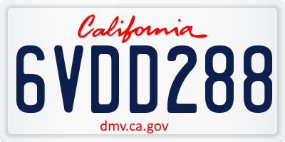 CA license plate 6VDD288