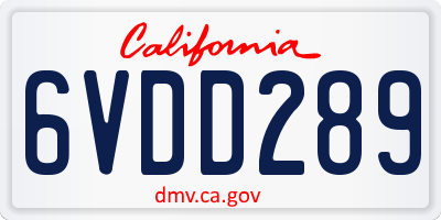 CA license plate 6VDD289