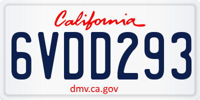 CA license plate 6VDD293