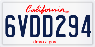 CA license plate 6VDD294