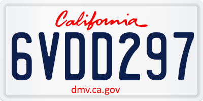 CA license plate 6VDD297