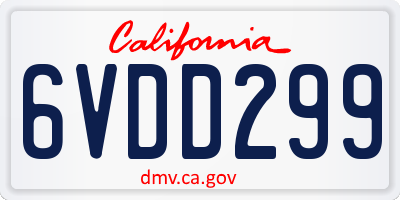 CA license plate 6VDD299