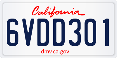 CA license plate 6VDD301