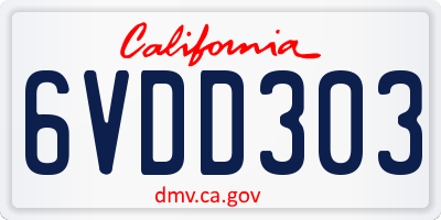 CA license plate 6VDD303