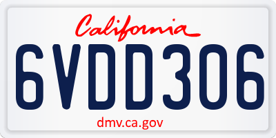 CA license plate 6VDD306