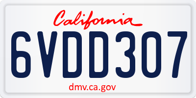 CA license plate 6VDD307