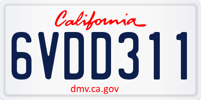 CA license plate 6VDD311